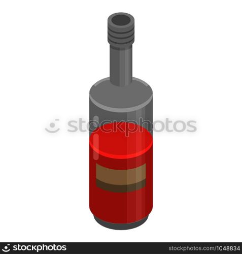 Red wine bottle icon. Isometric of red wine bottle vector icon for web design isolated on white background. Red wine bottle icon, isometric style