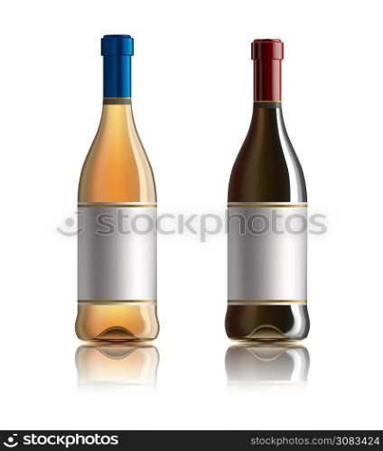 Red wine bottle. Set of white, rose, and red wine bottles. isolated on white .. Red wine bottle. Set of white, rose, and red wine bottles. isolated on white background.