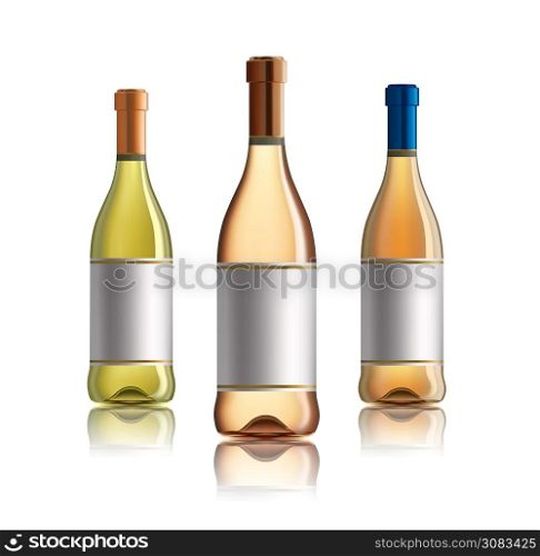 Red wine bottle. Set of white, rose, and red wine bottles. isolated on white .. Red wine bottle. Set of white, rose, and red wine bottles. isolated on white background.