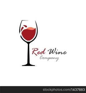 Red Wine logo template glass, splash of wine. Vector illustration