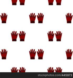 Red winter ski gloves pattern seamless background in flat style repeat vector illustration. Red winter ski gloves pattern seamless