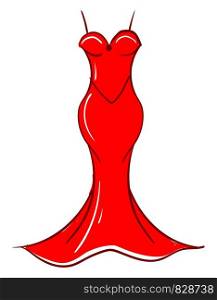 Red woman dress, illustration, vector on white background.
