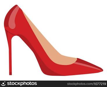Red woman shoe, illustration, vector on white background.