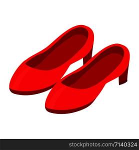 Red woman shoes icon. Isometric of red woman shoes vector icon for web design isolated on white background. Red woman shoes icon, isometric style