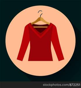 red women sweater clothes on a hanger icon vector flat style.. red women sweater clothes on a hanger icon vector flat style