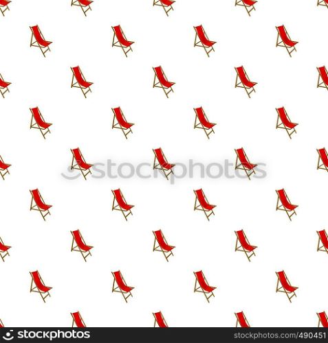 Red wooden beach chair pattern seamless repeat in cartoon style vector illustration. Beach chair pattern