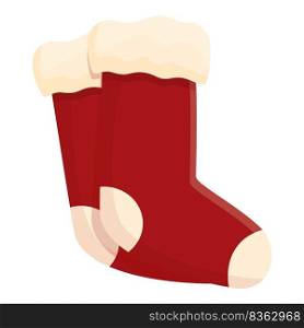 Red wool sock icon cartoon vector. Winter foot. Cotton shoes. Red wool sock icon cartoon vector. Winter foot