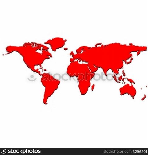red world map, vector art illustration