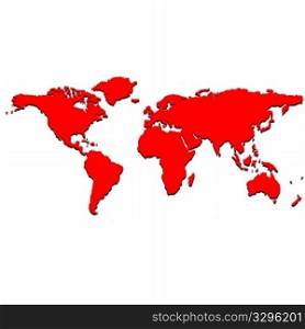 red world map, vector art illustration