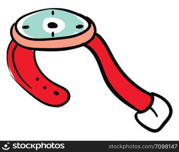 Red wrist watch, illustration, vector on white background.