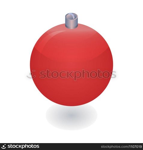Red xmas ball tree icon. Isometric of red xmas ball tree vector icon for web design isolated on white background. Red xmas ball tree icon, isometric style