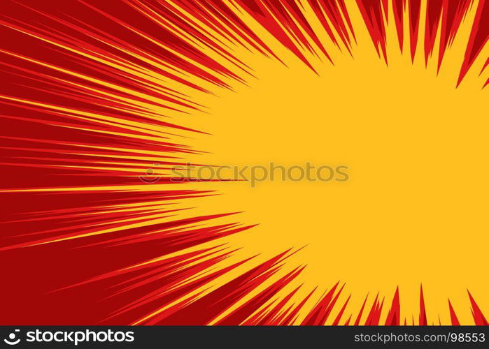 Red yellow explosion comic. Pop art retro vector illustration. Red yellow explosion comic