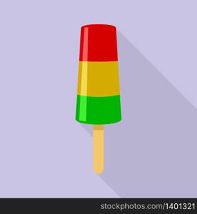 Red yellow green popsicle icon. Flat illustration of red yellow green popsicle vector icon for web design. Red yellow green popsicle icon, flat style