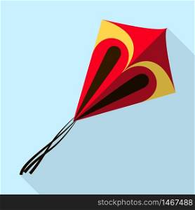 Red yellow kite icon. Flat illustration of red yellow kite vector icon for web design. Red yellow kite icon, flat style