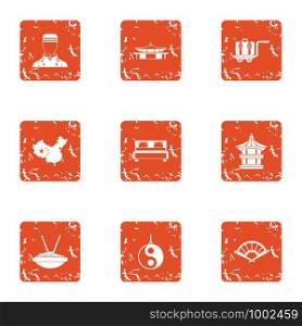 Redeploy icons set. Grunge set of 9 redeploy vector icons for web isolated on white background. Redeploy icons set, grunge style
