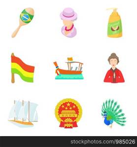 Rediscovery icons set. Cartoon set of 9 rediscovery vector icons for web isolated on white background. Rediscovery icons set, cartoon style