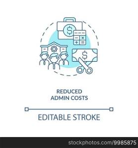 Reduced admin costs concept icon. Contract management automation benefits. Limit company money expenses idea thin line illustration. Vector isolated outline RGB color drawing. Editable stroke. Reduced admin costs concept icon
