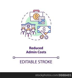 Reduced admin costs concept icon. Contract management automation benefits. Limit company expenses idea thin line illustration. Vector isolated outline RGB color drawing. Editable stroke. Reduced admin costs concept icon