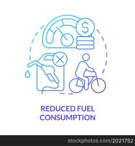 Reduced fuel consumption blue gradient concept icon. Bike sharing benefit abstract idea thin line illustration. Saving money on petrol. Eco-friendly transport. Vector isolated outline color drawing. Reduced fuel consumption blue gradient concept icon
