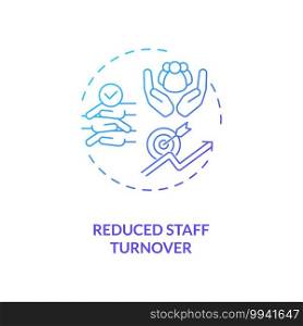 Reduced staff turnover concept icon. Staff training idea thin line illustration. Competitive salaries and benefits. Encouraging people for staying. Vector isolated outline RGB color drawing. Reduced staff turnover concept icon
