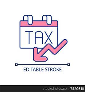 Reduced tax rate for companies RGB color icon. Income protection. Avoid penalties. Improve tax deductions. Isolated vector illustration. Simple filled line drawing. Editable stroke. Arial font used. Reduced tax rate for companies RGB color icon