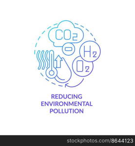 Reducing environmental pollution blue gradient concept icon. Renewable energy. H2 advantage abstract idea thin line illustration. Isolated outline drawing. Myriad Pro-Bold font used. Reducing environmental pollution blue gradient concept icon