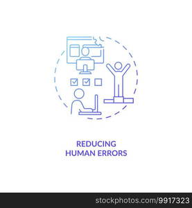 Reducing human errors concept icon. Ergonomic design benefit idea thin line illustration. Regular training and personal development. Reducing failures. Vector isolated outline RGB color drawing. Reducing human errors concept icon