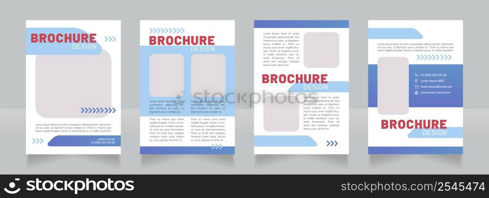 Reducing pollution blue, red blank brochure design. Template set with copy space for text. Premade corporate reports collection. Editable 4 paper pages. Barlow Black, Regular, Nunito Light fonts used. Reducing pollution blue, red blank brochure design