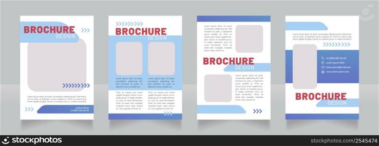 Reducing pollution blue, red blank brochure design. Template set with copy space for text. Premade corporate reports collection. Editable 4 paper pages. Barlow Black, Regular, Nunito Light fonts used. Reducing pollution blue, red blank brochure design