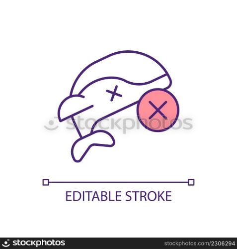 Reducing whale death RGB color icon. Marine mammal protection. Threat of entanglement. Prevent injuries risk. Isolated vector illustration. Simple filled line drawing. Editable stroke. Arial font used. Reducing whale death RGB color icon
