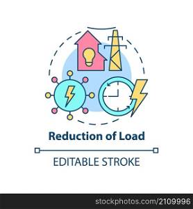 Reduction of load concept icon. Applications of smart grid abstract idea thin line illustration. Isolated outline drawing. Editable stroke. Roboto-Medium, Myriad Pro-Bold fonts used. Reduction of load concept icon