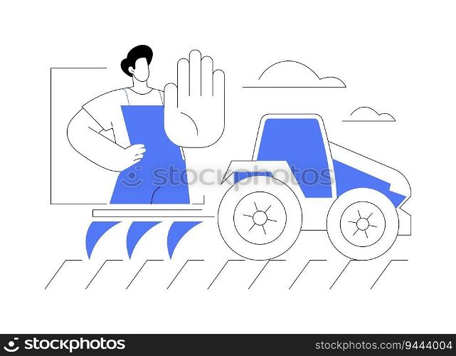 Reduction of tillage abstract concept vector illustration. Farmer in a tractor rides across the field, reduction of tillage, soil protection, sustainable agriculture abstract metaphor.. Reduction of tillage abstract concept vector illustration.