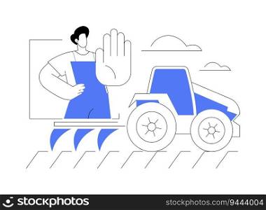 Reduction of tillage abstract concept vector illustration. Farmer in a tractor rides across the field, reduction of tillage, soil protection, sustainable agriculture abstract metaphor.. Reduction of tillage abstract concept vector illustration.
