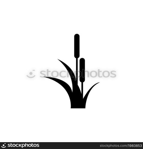 Reed, Cattail, Cane. Flat Vector Icon illustration. Simple black symbol on white background. Reed, Cattail, Cane sign design template for web and mobile UI element. Reed, Cattail, Cane Flat Vector Icon