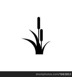 Reed, Cattail, Cane. Flat Vector Icon illustration. Simple black symbol on white background. Reed, Cattail, Cane sign design template for web and mobile UI element. Reed, Cattail, Cane Flat Vector Icon
