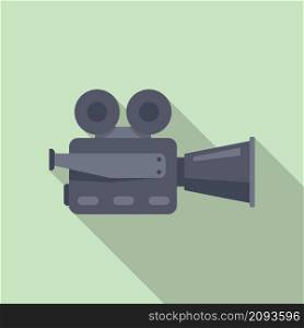 Reel cinema camera icon flat vector. Video camcorder. Record videography. Reel cinema camera icon flat vector. Video camcorder