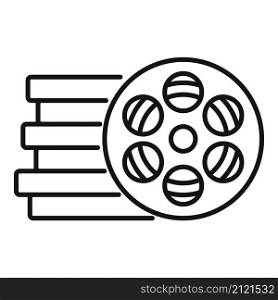 Reel stack icon outline vector. Film video movie. Camera media. Reel stack icon outline vector. Film video movie