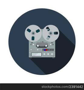 Reel Tape Recorder Icon. Editable Bold Outline With Color Fill Design. Vector Illustration.