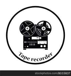 Reel tape recorder icon. Thin circle design. Vector illustration.