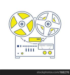 Reel tape recorder icon. Thin line design. Vector illustration.