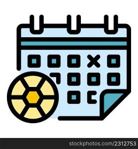 Referee calendar icon. Outline referee calendar vector icon color flat isolated. Referee calendar icon color outline vector