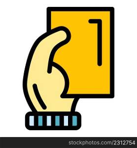 Referee card icon. Outline referee card vector icon color flat isolated. Referee card icon color outline vector