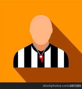 Referee flat icon on a yellow background. Referee flat icon