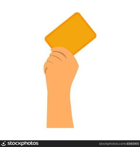 Referee showing yellow card flat icon isolated on white background. Referee showing yellow card flat icon