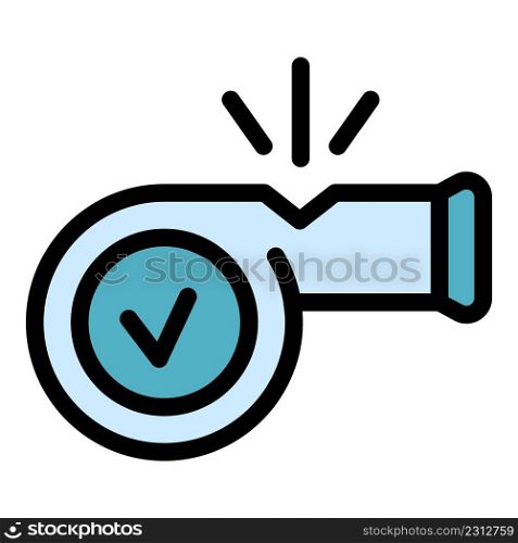 Referee whistle icon. Outline referee whistle vector icon color flat isolated. Referee whistle icon color outline vector