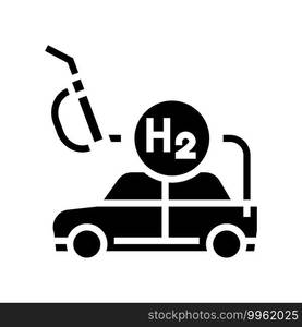 refilling car with hydrogen glyph icon vector. refilling car with hydrogen sign. isolated contour symbol black illustration. refilling car with hydrogen glyph icon vector illustration