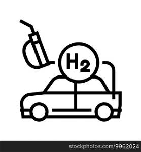 refilling car with hydrogen line icon vector. refilling car with hydrogen sign. isolated contour symbol black illustration. refilling car with hydrogen line icon vector illustration