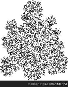 Refined Floral vignette 27. Eau-forte decorative vector illustration.