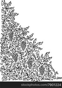 Refined floral vignette 75. Eau-forte black-and-white swirl decorative vector illustration.