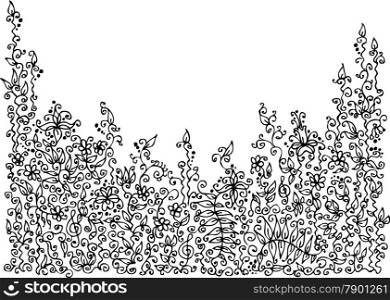 Refined Floral vignette 8. Eau-forte decorative vector illustration.